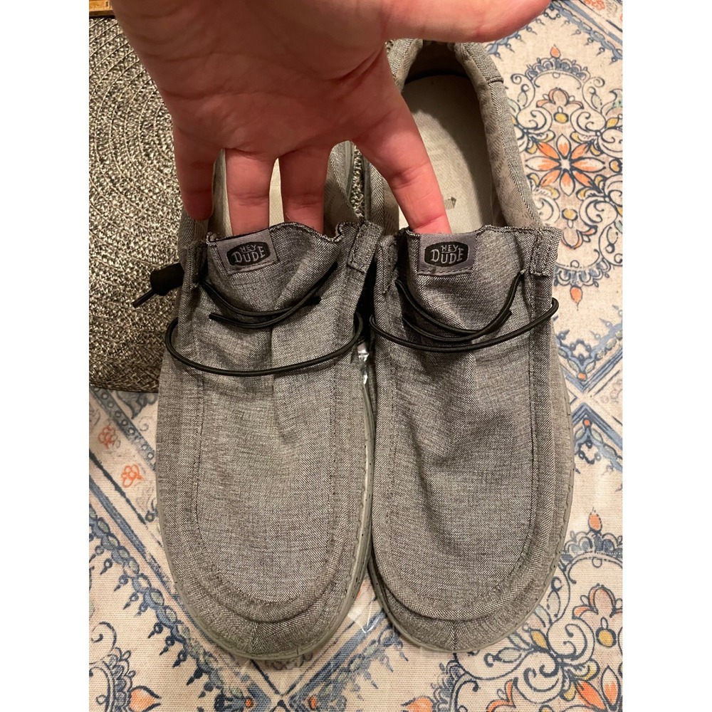 Hey Dude Wally Stretch Canvas Steel Grey Mens Size 15 Slip On Loafers 40022-1IS